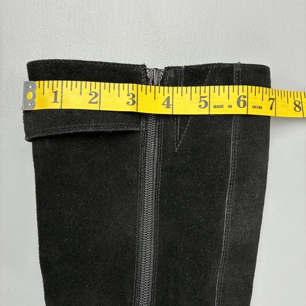 Laura Landsdale Black Suede Women's Knee-High Boots Wedge Heel 7M - Picture 9 of 9